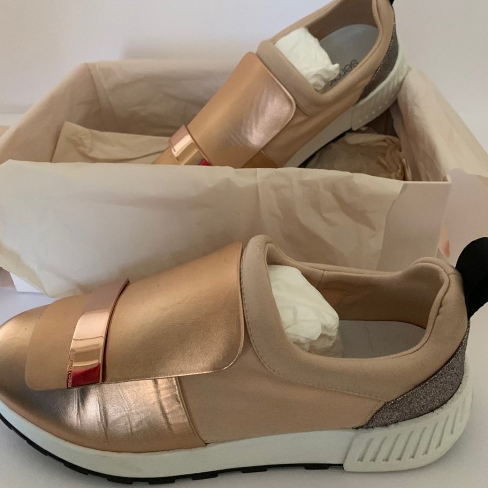 SERGIO ROSSI SR1 SNEAKER ROSE GOLD MSRP $890 - Picture 2 of 9